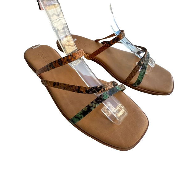 Madewell The Lyra Slide Sandal Snake Embossed Leather Straps Womens Size 8 - Picture 12 of 12